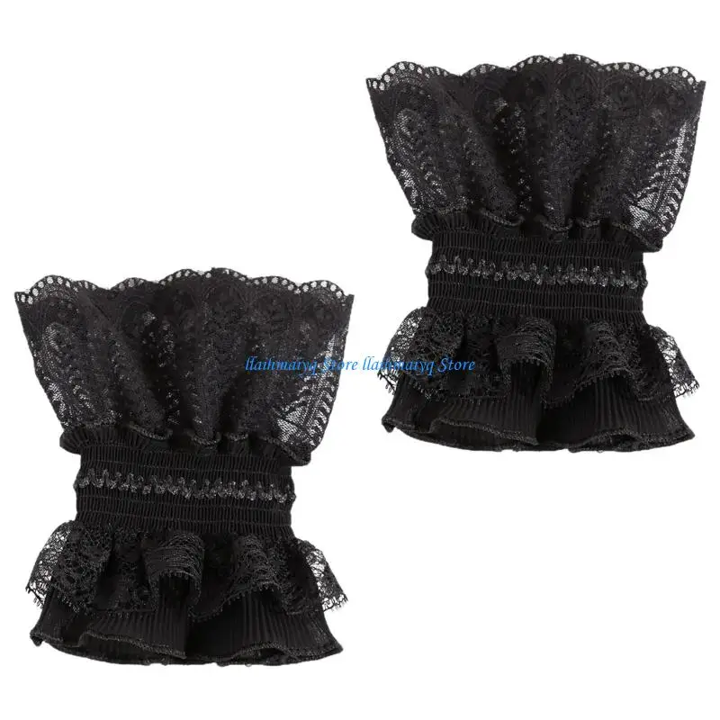 573B Beautiful Openwork Lace Sleeves Breathable And Flexible Wrist Cuffs for Women