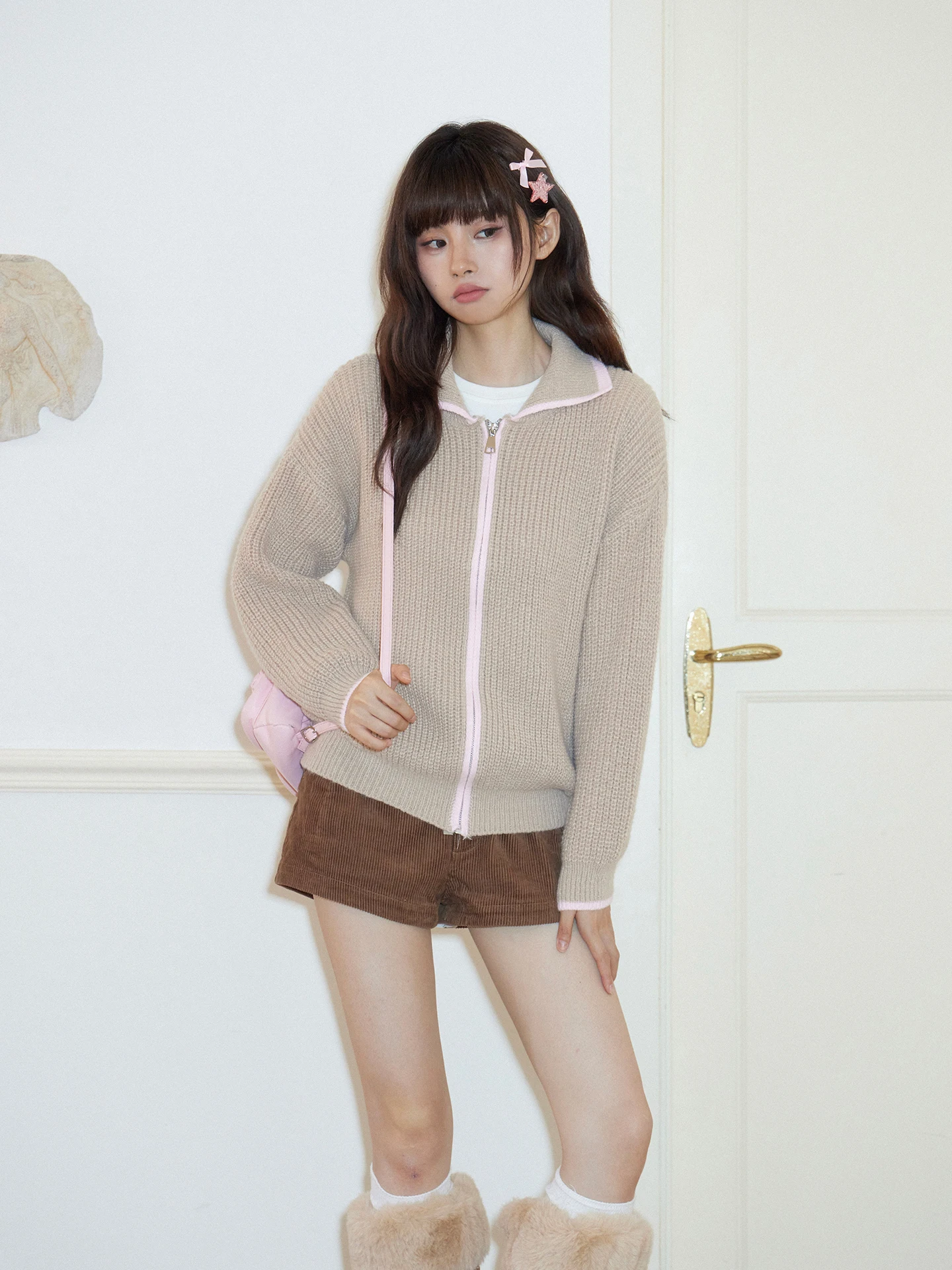 

Women's Casual Striped Open Cardigan Sweater Autumn Winter New Loose Versatile Zipper Knitted Outerwear Color Blo Sle