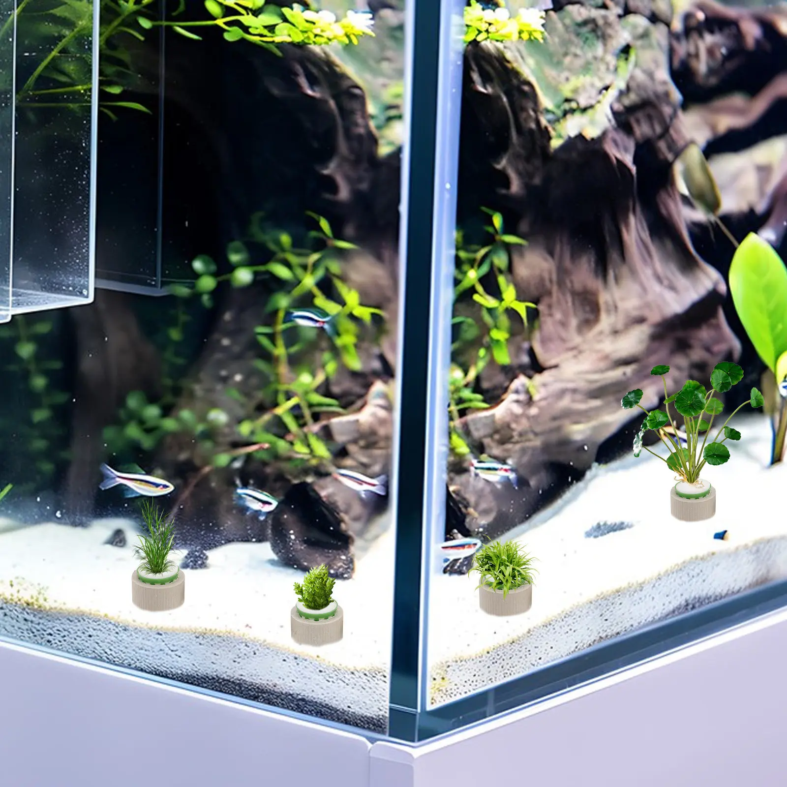 

Набор из 9 керамических держателей для аквариумных растений с антипоплавковыми кольцами, фиксаторы для растений в аквариуме, аксессуары для декора аквариума