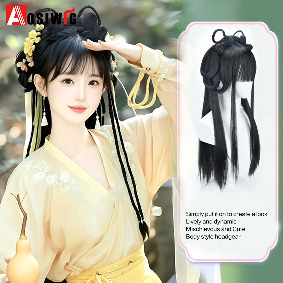 Long straight Synthetic Ancient Chinese Ancient Style Wigs Cosplay Hanfu Modelling Wig Ancient Styleset Wei Jin period suitable image 3