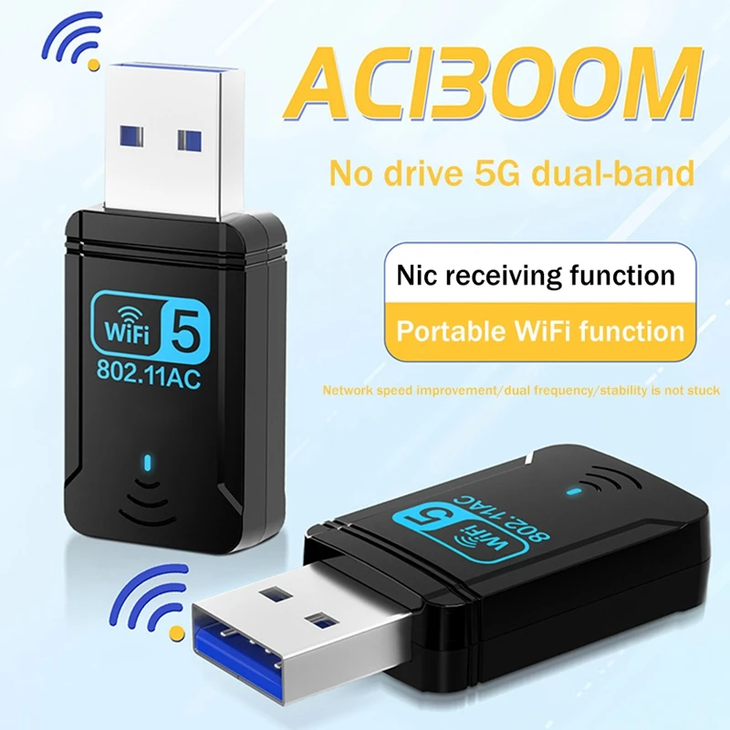 محول USB لاسلكي مزدوج النطاق واي فاي ، 1300Mbps ، بطاقة الشبكة ، 2.4GHz ، 5Ghz ، USB 3.0 ، سطح المكتب ، الكمبيوتر المحمول
