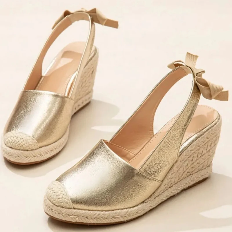 Wedges Sandals For Women Closed Toe Bandage Espadrille Stylish Shoes