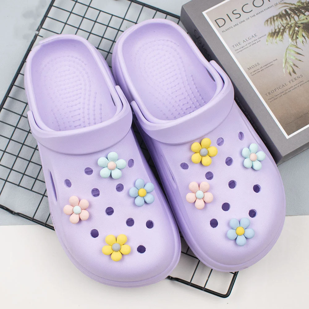 Aksesori sepatu lubang bunga Daisies warna-warni Aksesori gesper sepatu bunga 5-kelopak lucu dekorasi sepatu bunga DIY