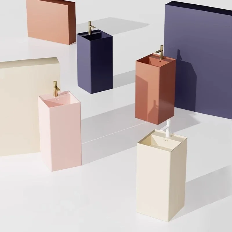 B & B cream wind column basin, balcony floor-to-ceiling washbasin, outdoor ceramic integrated color washbasin