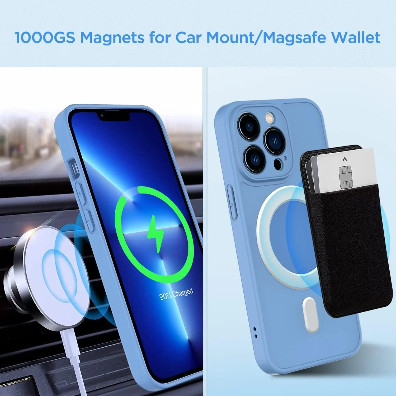 Bonola for Magnetic Ring Universal Sticker Support Wireless Charger Car Phone Holder 2 in 1 Magnet Ring for iPhone/Samsung