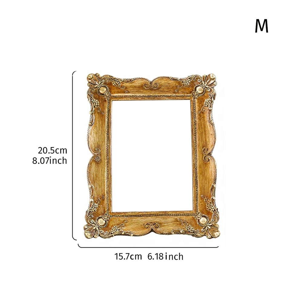 Gold Tone Rectangle Photo Frame with Vintage Design Polyresin Material Provides Durability and Easy Photo Insertion