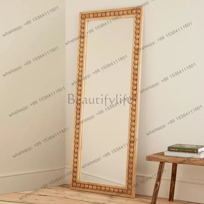 French retro rectangular dressing mirror new Chinese home living room floor mirror