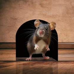 1pc 3D Mouse Hole Wall Stickers Perfect for Bedroom Living Room Self-adhesive Home Decoration Realistic Rodent Vinyl Decals