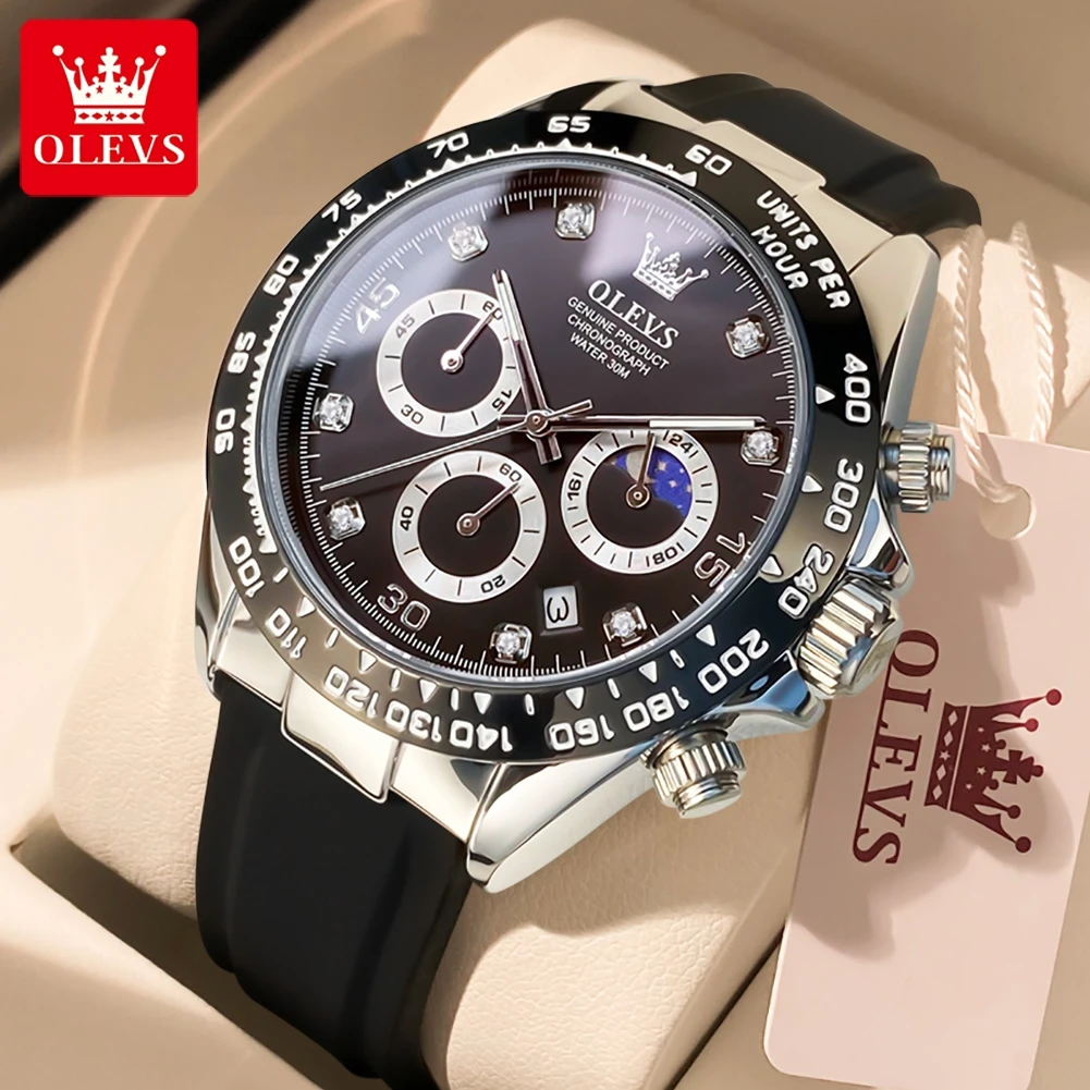 Men's Moon Phase Quartz Watch, Waterproof Classic Design