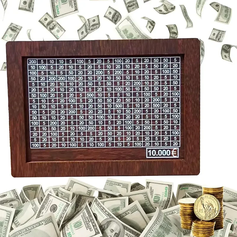 DIY 17.5×6.2×12.7cm 10000 Euro Money Box Wooden Piggy Bank Reusable Money Vault Savings Box Challenge Cash Storage Case Children