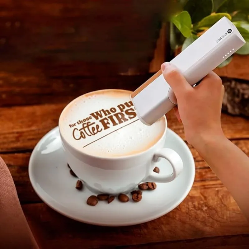 

Coffee Latte Art Inkjet Printer EVEBOT for Bakery Coffee Shop Pubs Handheld Printers HD Printing On Food With Positioning Plate