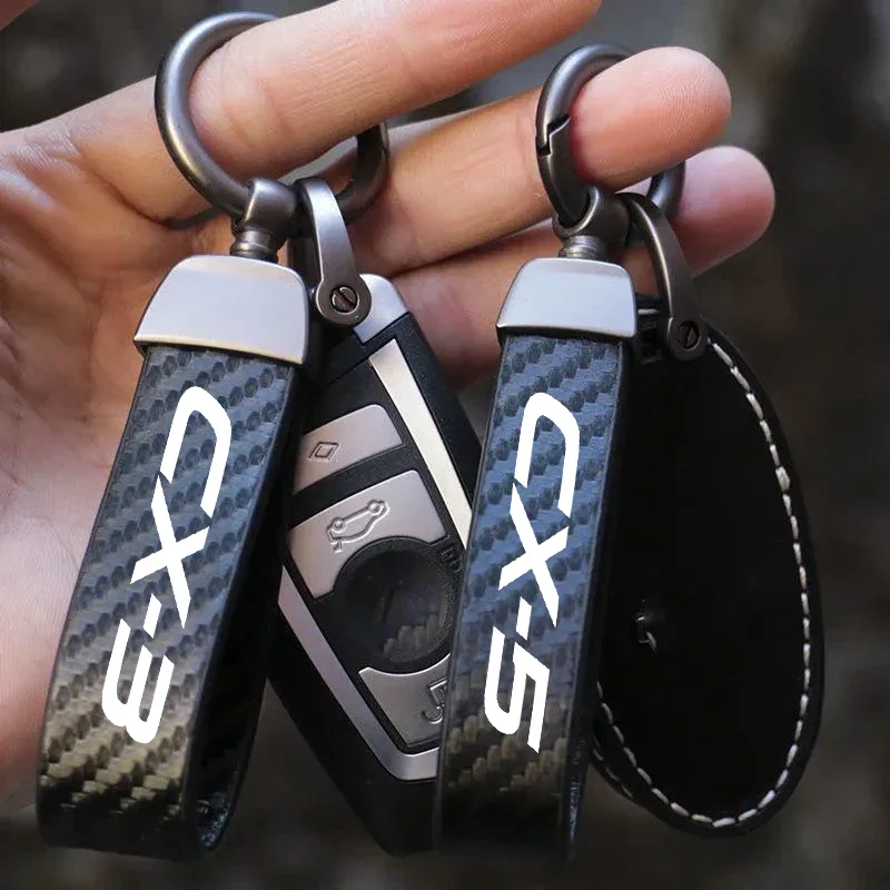 

Car Key Chains KeyChain Leather Keyrings Key Ring Carbon Fiber Texture for Mazda CX-5 MPS CX-3 6 Atenza MS MX-5 CX-30 Skyactiv