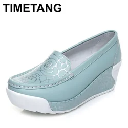 TIMETANG New spring summer style soft women genuine leather shoes fashion print women pumps shoes for women sapato feminino Pump