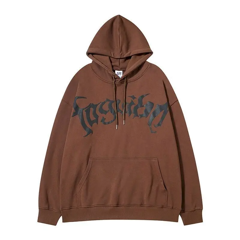Oversized Hoodies for Women Men American Vintage Letter Hooded Sweatshirt High Street Couple Plush Hooded Coat Spring Autumn Top