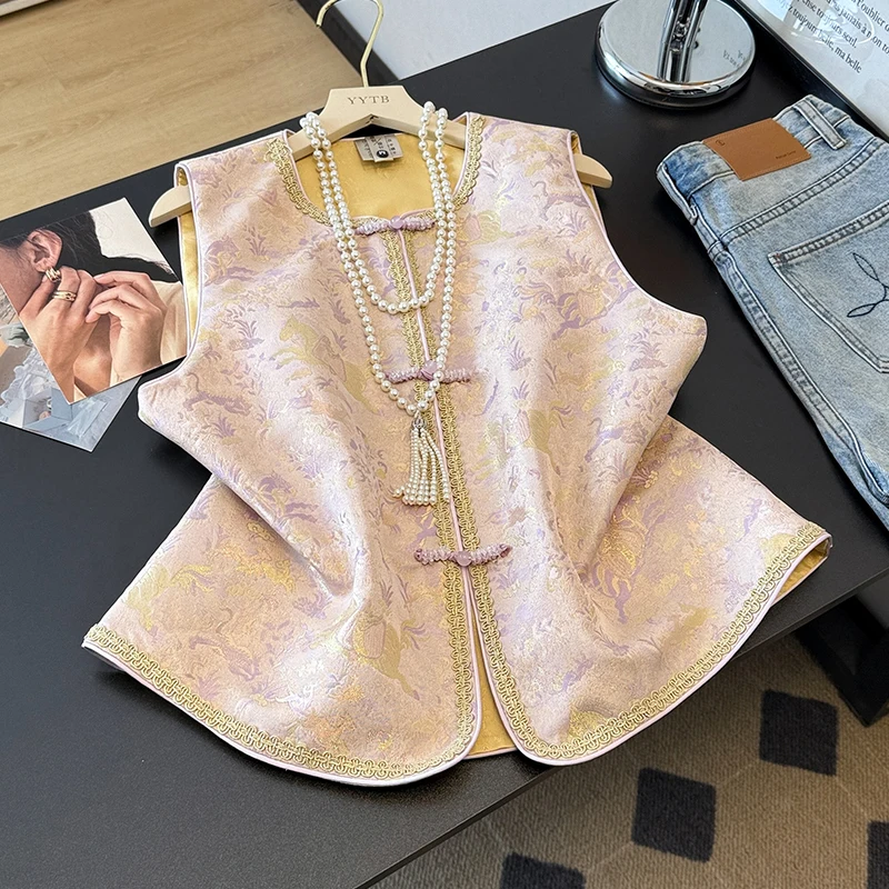 plus Size Fashionable Women's Vest Top Bottom Set Spring Autumn New Style Commute Style Single Button Closure Regular Length