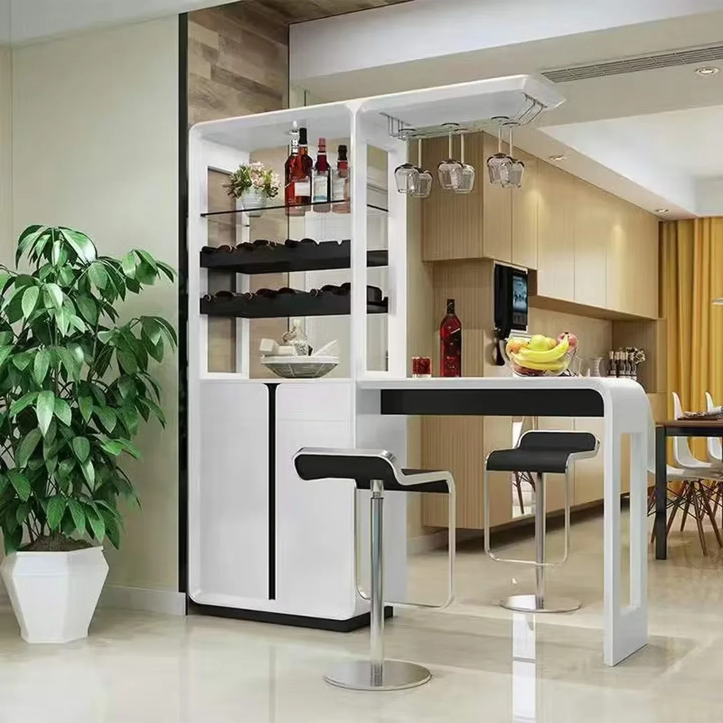 Simple and modern partition cabinet, bar table and wine cabinet integrated A 1.2 meters + a bar chair