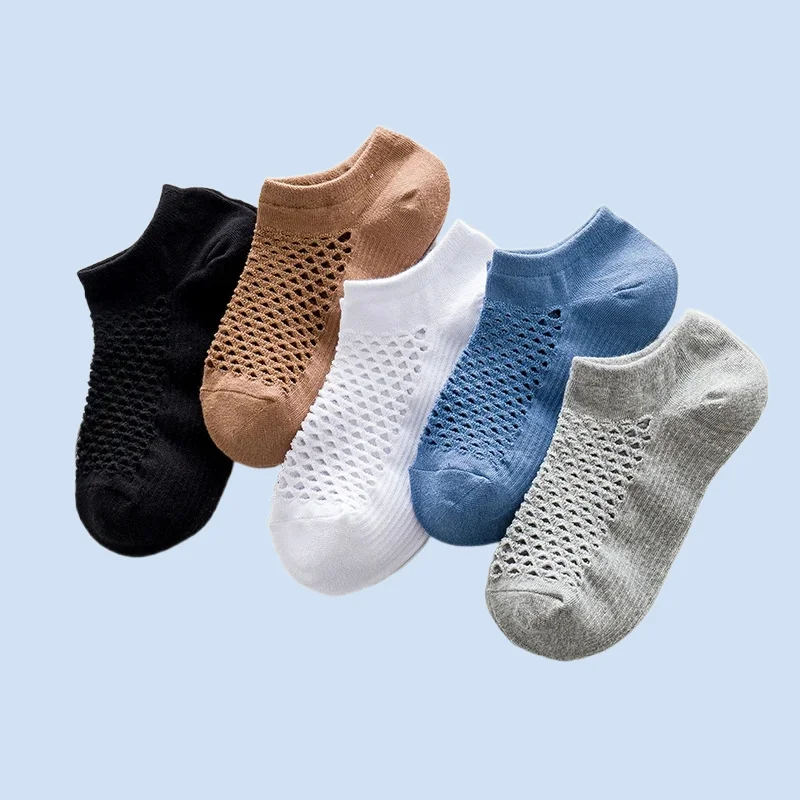 

5/10 Pairs Fashion Set Male Breathable Boat Socks Mesh Men Comfortable Casual Ankle Ship Socks High Quaility Cotton Short Socks