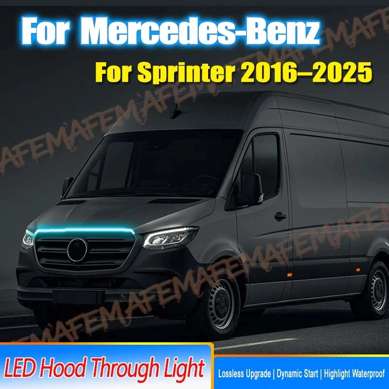 Car Engine Hood Decorative Light Bar Waterproof DRL LED Strip For Mercedes-Benz Sprinter 16-25 Daytime Running Light Start-Scan