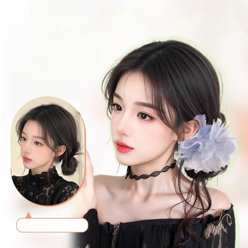 

18cm Synthetic Chignon Natural Maruko Head Dragon Beard Hair Bun Women Daily Gentle Fluffy Wig Clip