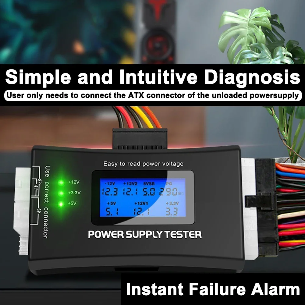 Multifunction Computer Digital LCD Power Supply Tester 20 24 Pin Sata LCD PSU HD ATX BTX Voltage Test Source