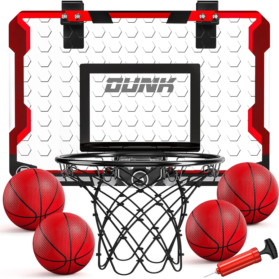 LED light electronic wall mounted basketball hoop, water pool home basketball hoop with 4 basketballs, family party game supplie