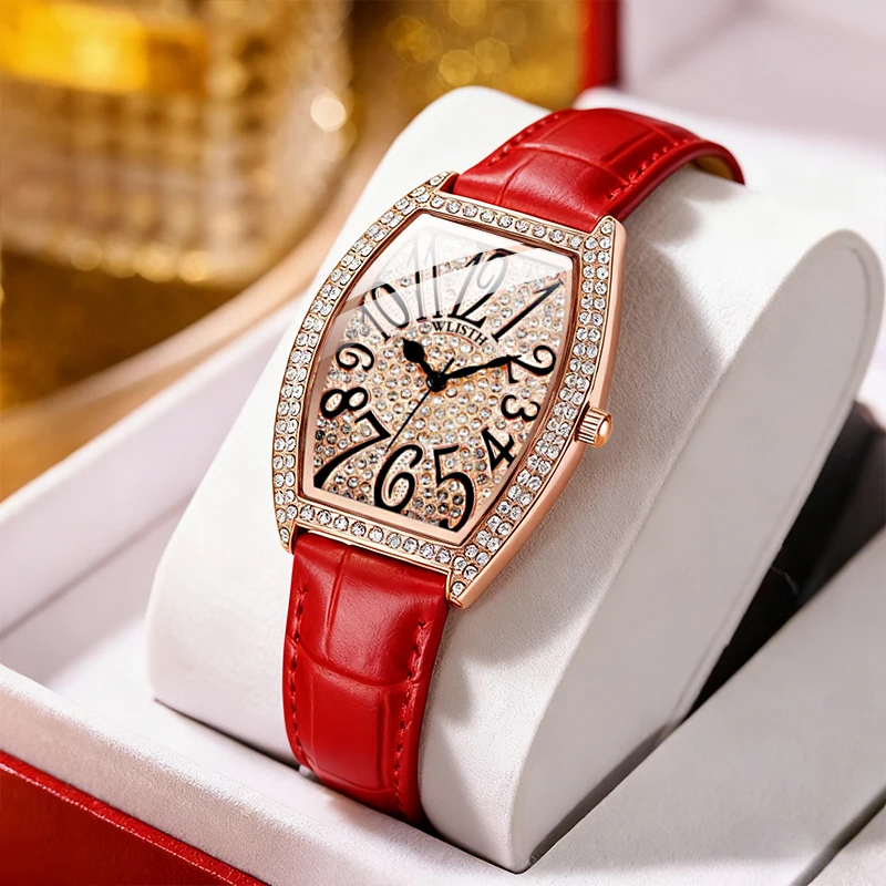 Fashion Watch Women Top Brand Luxury Watch Digital Diamond Women Watches Genuine Leather Strap Waterproof Quartz Watch relojes