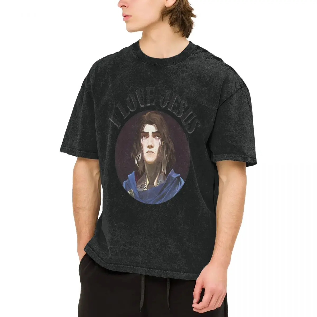 I Love Jesus Anime Arcane T-Shirt Harajuku T Shirts Short Sleeve Streetwear Tshirt Summer Casual O Neck Oversized Top Tees