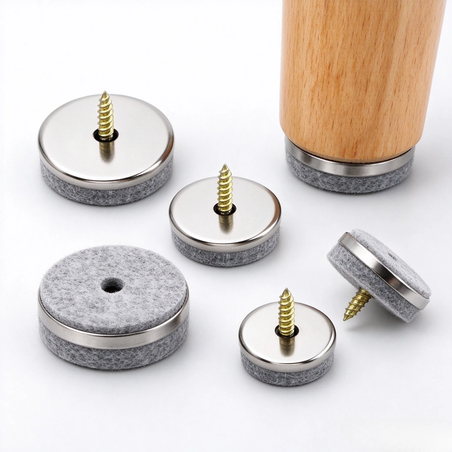 100pcs Furniture Felt Glides 18/20/22/24/28mm With Screw For Home Furniture Chair Glider Set Floor Protection Accessories