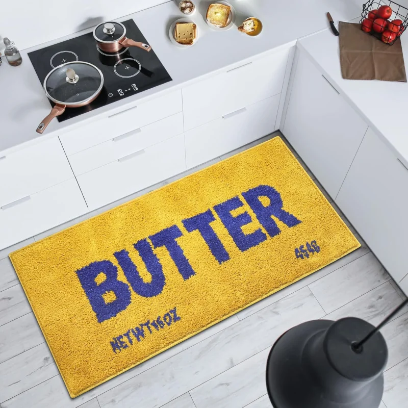 VIKAMA Butter Packaging Inspired Rug Comfortably Soft and Warm Non-Slip Living Room Sofa Mat Bedside Rug for Bedroom Home Decor