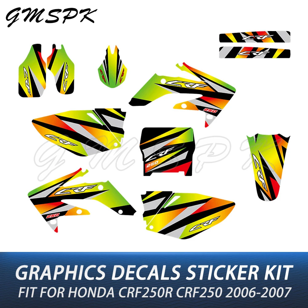 

Подходит для Honda CRF250 CRF250R CRF 250 250R 2006 2007, новый стиль, мотоциклетная графика, фоны, декоративная наклейка, комплект наклеек
