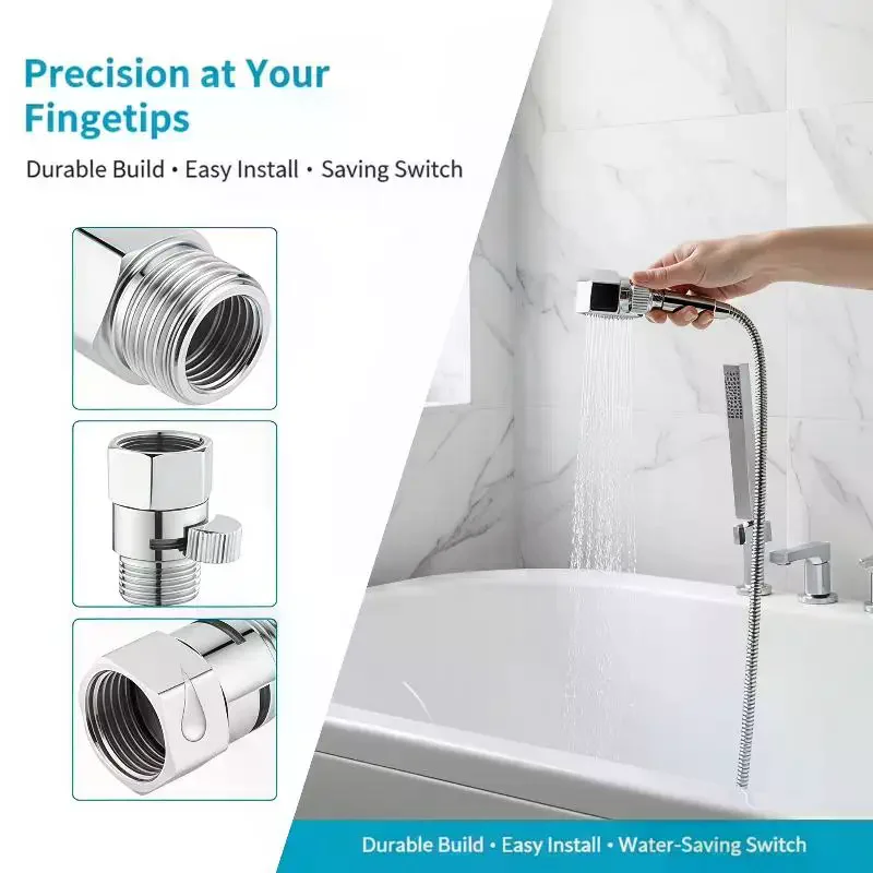 Bathroom Shower Brass Junction Water Flow Control Valve: Straight Shut-off Angle Tap Accessory