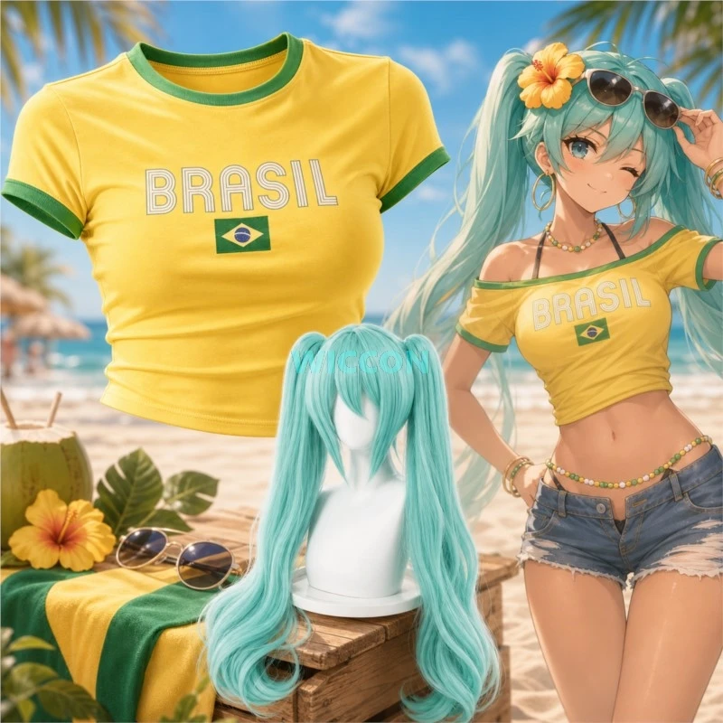 Disfraz de cosplay brasileño MK, peluca amarilla de manga corta, top sexy, trajes para fiesta de Halloween, Carnaval, Comic Con para mujer