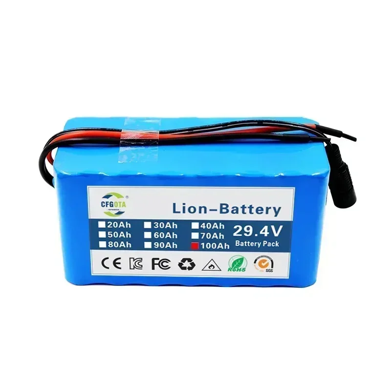 18650 Battery Pack 7S3P 100000mah 24V Lifepo4 Rechargeable + 2A Charger for E-bike Electric Bicycle Wheelchair Lithium Batterie