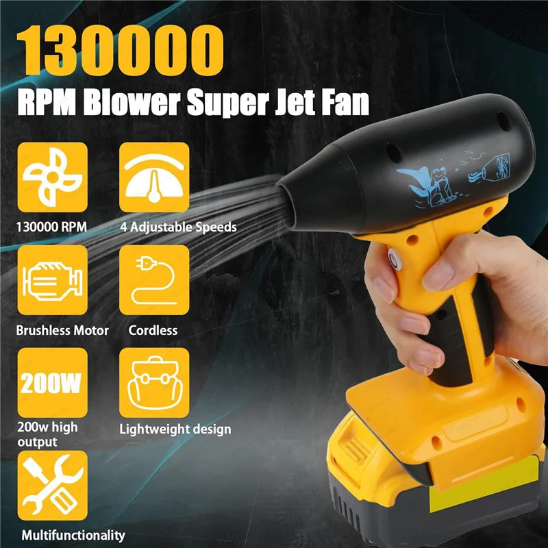 For Makita/Dewalt/Milwaukee18-22V Battery Blower Fan 130000RPM Cordless Portable Handheld Turbo Jet Fan Blowers ﻿