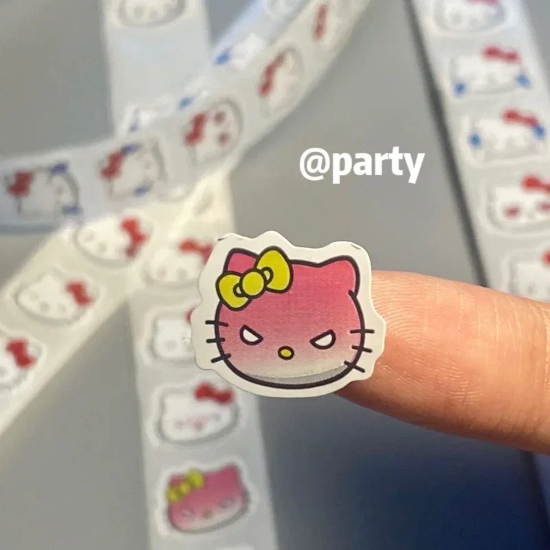 Pegatinas redondas de gato de Hello Kitty para niños, juguete bonito de dibujos animados, suministros de pegatinas de recompensa para profesores,