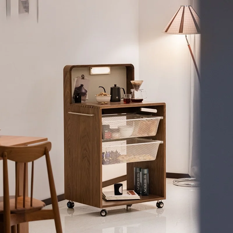 Mobile island, solid wood kitchen, trolley, bar, tea cabinet, cherry wood, mid-island table, side cabinet