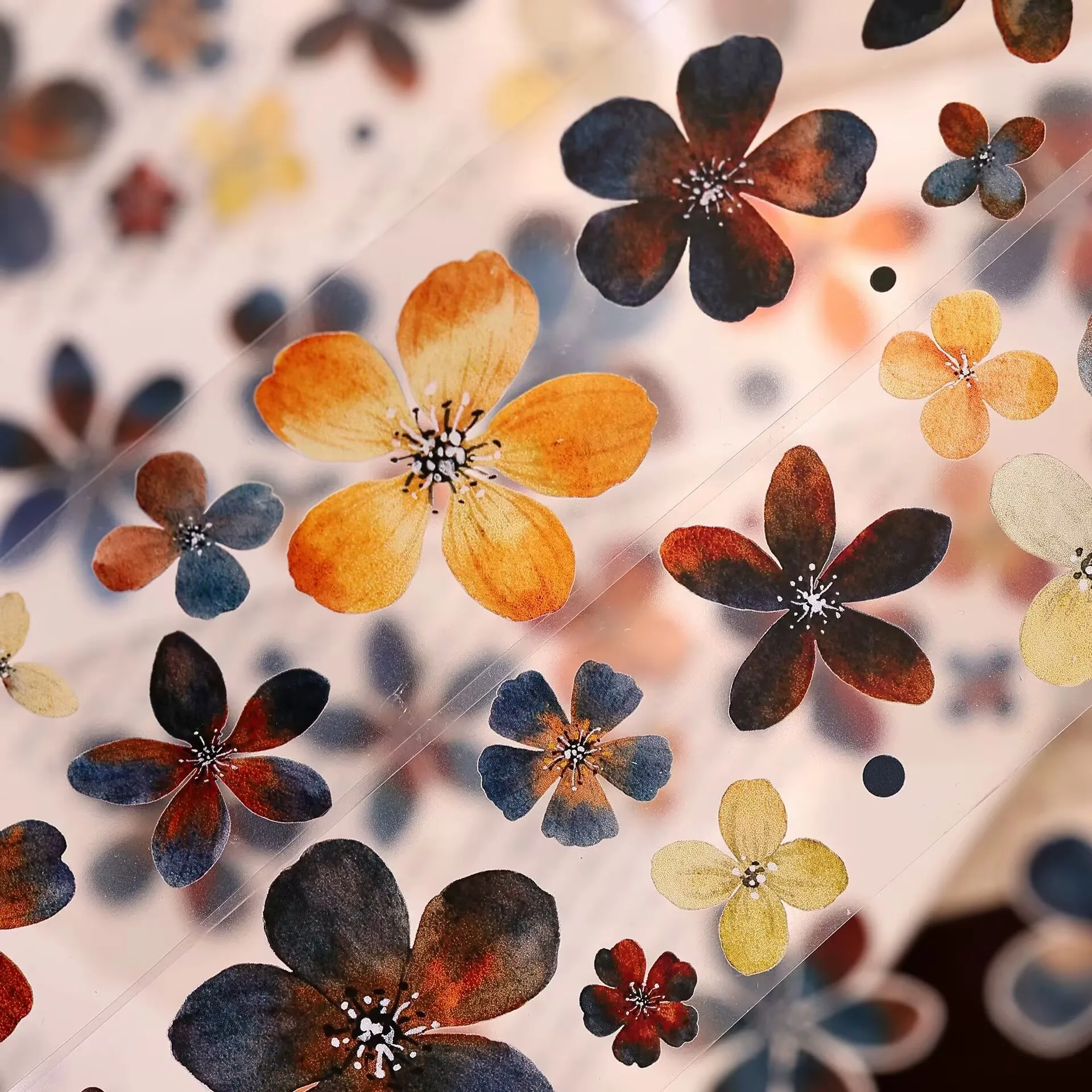 XiaoBaiJia Studio Vintage Cool Brown Tea Floral Washi PET Tape DIY Card Making Scrapbooking Decorative Sticker