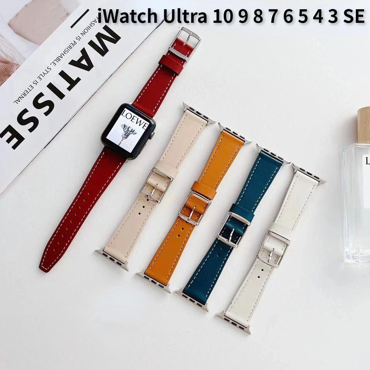 Leather strap For Apple Watch Band 45mm 41mm 44mm 42mm 46mm Soft Sports Bracelet Wristband Coeera iWatch 10 9 8 7 6 5 4 SE  Belt