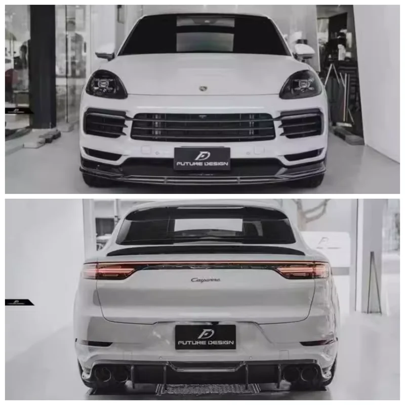 

Высококачественный бампер из углеродного волокна для Porsche Cayenne 2018-2023, передний бампер, задний диффузор, боковая юбка, комплект спойлера