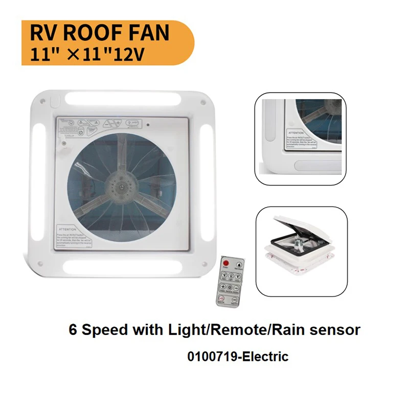 TYTXRV12V Caravan accessories Exhaust fan With Rain Sensor White Lid Electric Vent With Stainless Steel Insect Net For RV Camper