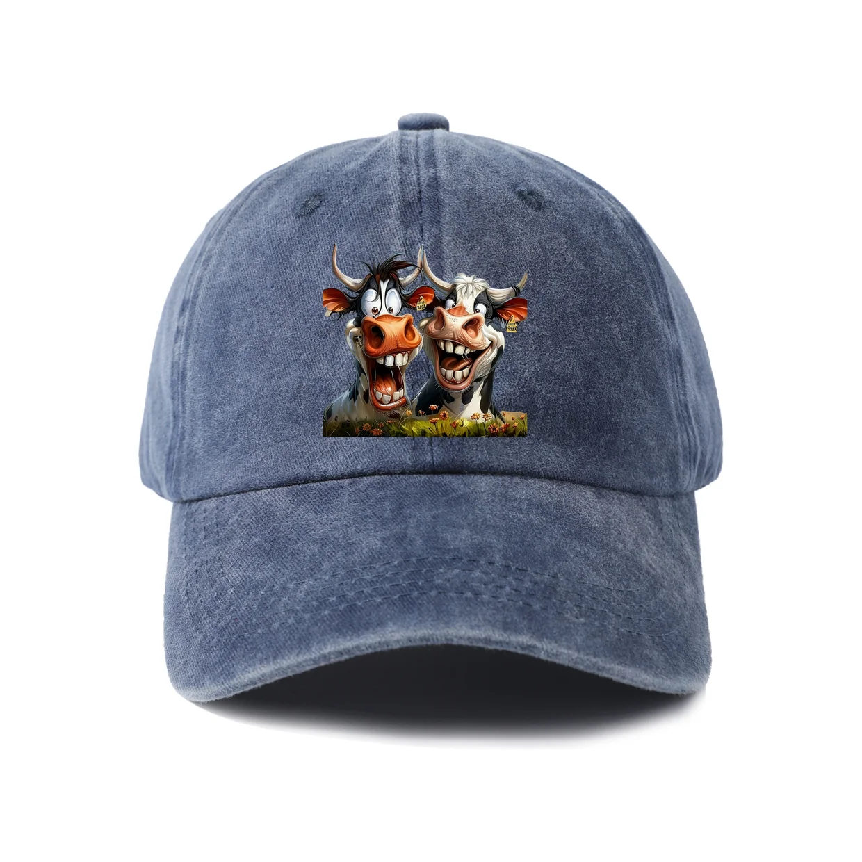 Funny Cow Pair Graphic Vintage Washed Baseball Cap, Adjustable Unisex Dad Hat, Casual Gift