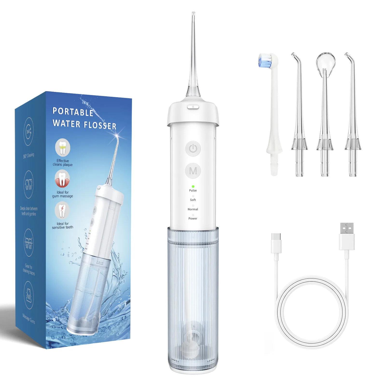 

Water Dental Flosser Cordless for Teeth Cleaning,4 Modes Oral Irrigator 210ML Braces Flossers Cleaner Rechargeable Portable IPX7