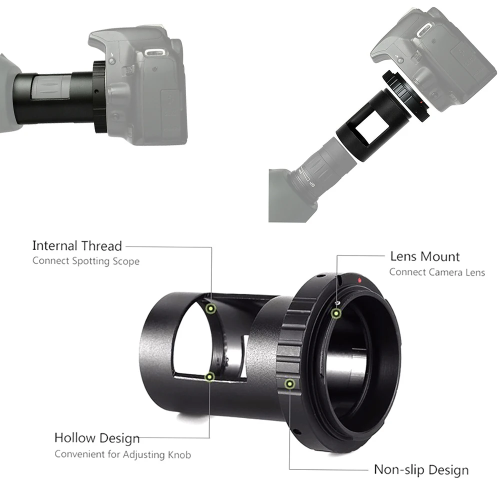 Spotting Scope Adapter with T Ring Adapter For CN AI SN SLR DSLR  Camera Connect To Spotting Scope Take Photos And Vide