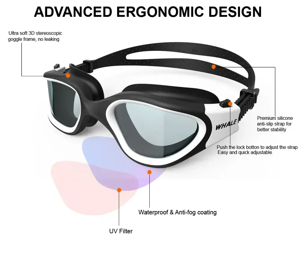 Adult Anti-Fog UV Protection Lens Men Women Swimming Goggles Waterproof Adjustable Silicone Clear Lens Swim Glasses Adults