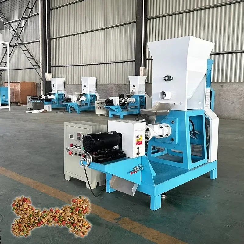 High-Efficiency Automatic Pet Dog Cat Feed Pellet Feed Processing Machines Extruder Floating Fish Food Granules Extruder Machine
