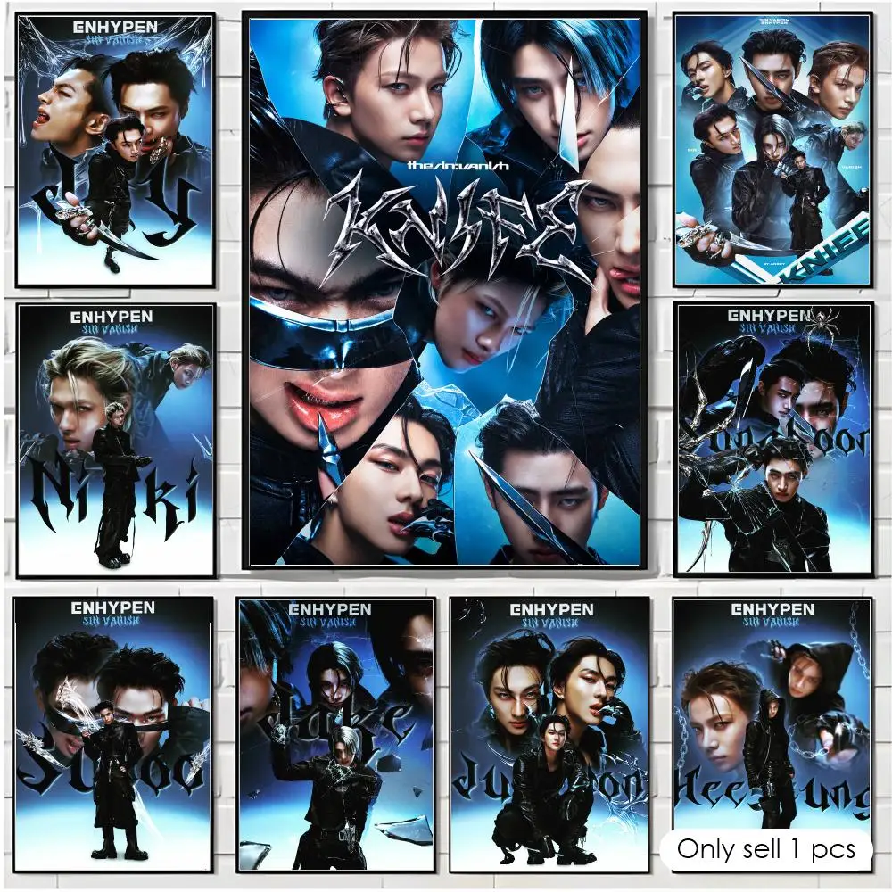 Kpop Band E-ENHYPEN Knife Poster Trendy Aesthetic Wall Art high-end Bedroom Home Cafe library Decor