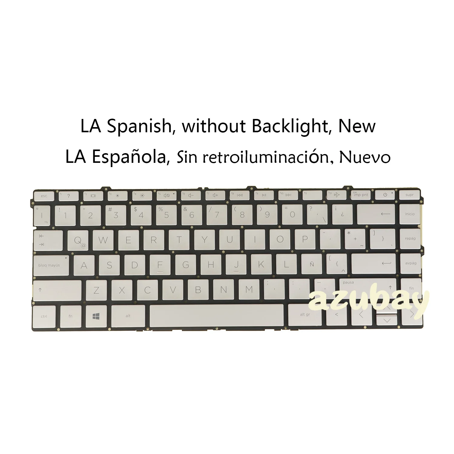Teclado Español /LA para Portátil HP L85713-161 L96522-161 SN91932 SG-A2840-X9A 6037B0170610, Pavilion X360 14-dw 14-dv 14-ec 13-bb 14-dw0000 14-dv0000 14t-dv0000 14-ec0000 13-bb0000, color de Plata, sin Marco