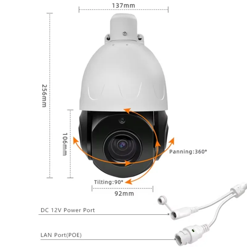 

5MP 360 Degree High Speed Tracking 30X Motor Lens Outdoor CCTV Camera Waterproof Network POE IP Network Camera