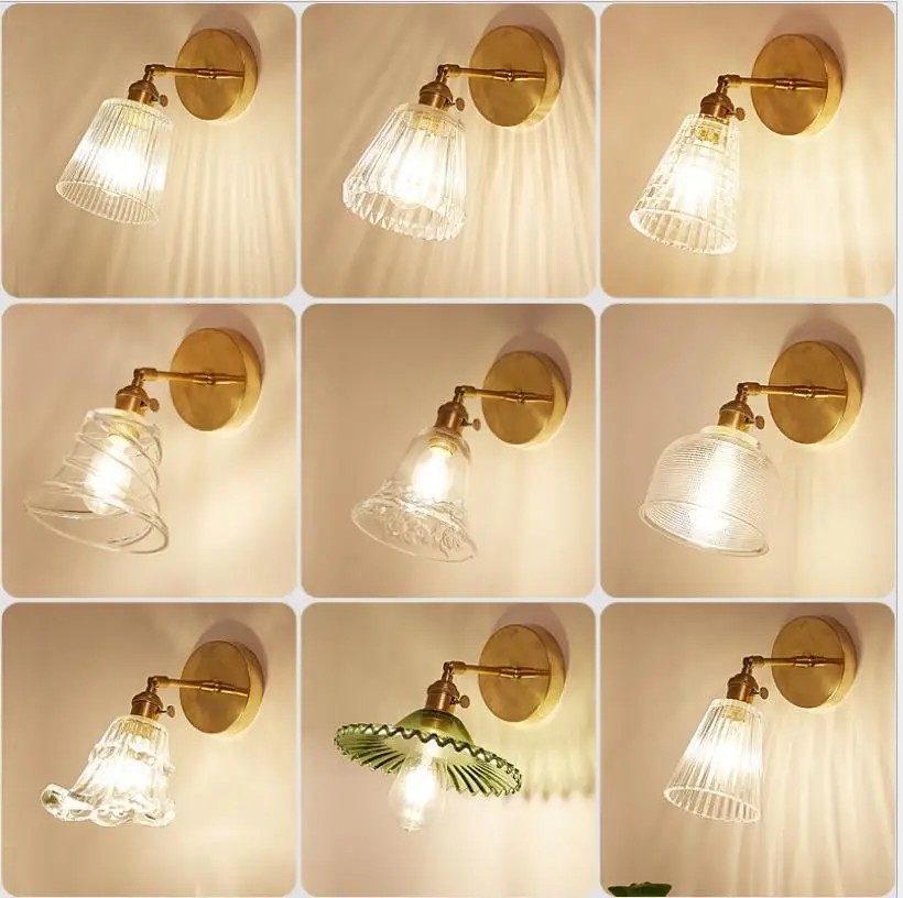 

Glass Modern Transparent Wall Sconce Lighting Nordic wall lamp Copper Wall Light Clear Lampshade Retro For Bedroom