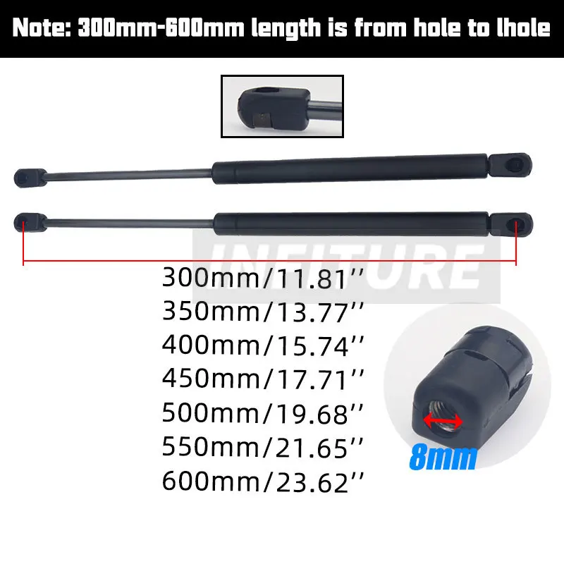 2pcs 300N 300-600mm Car Gas Struts Spring Shocks Lift Supports RV Windows Storage Damper TV Cabinet Camper Back Window Bed Cover